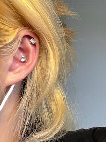 1pair Cubic Zirconia Decor Magnetic Earrings - Silver - View 6