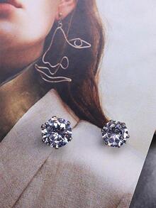 1pair Cubic Zirconia Decor Magnetic Earrings - Silver - View 2