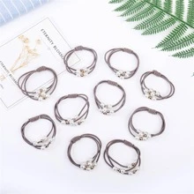 10入組人造珍珠裝飾髮圈 - 咖啡 - 查看 2