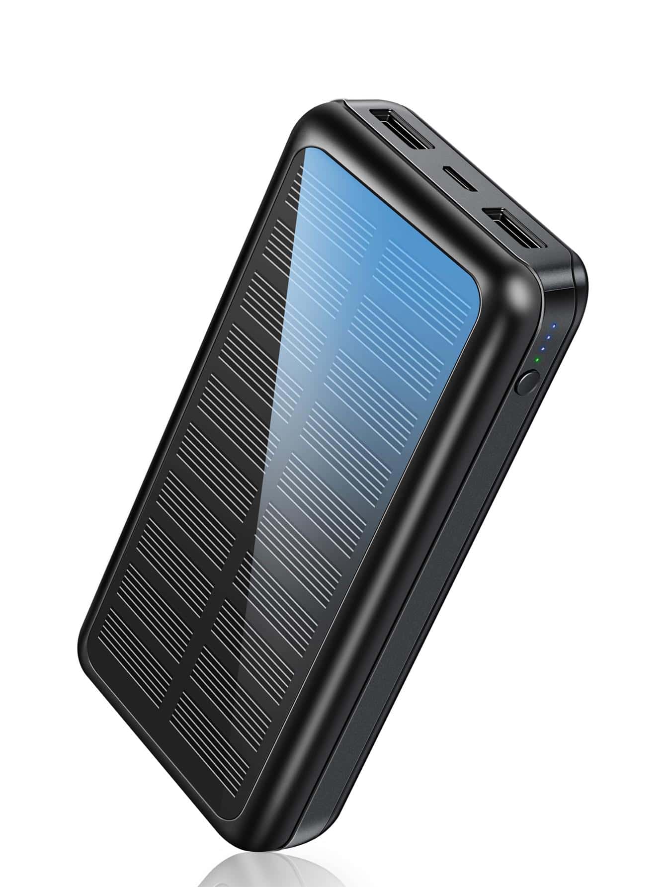Cargador portátil SOXONO - Cargador solar de 30 000 mAh, 2 puertos USB, panel de alta velocidad, batería externa para teléfono, Android y más - Negro - Ver 1