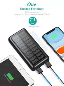 Cargador portátil SOXONO - Cargador solar de 30 000 mAh, 2 puertos USB, panel de alta velocidad, batería externa para teléfono, Android y más - Negro - Ver 5