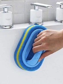 1pc Polyethylene Fiber Cleaning Sponge With Handle, Modern Multi-functional Cleaning Brush For Home