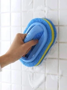 1pc Polyethylene Fiber Cleaning Sponge With Handle, Modern Multi-functional Cleaning Brush For Home