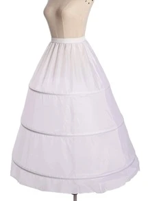 Váy lót nữ, váy xếp tầng, váy midi dáng chữ A co giãn, thích hợp cho đám cưới, dạ hội, váy cô dâu, mùa thu. - trắng - Xem 3