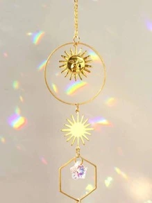 1 pieza Decoración colgante de pared con sol y estrella de cristal, decoración del hogar, decoración de habitación, decoración de pared - Multicolor - Ver 5