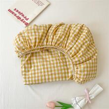 1pc Plaid Pattern Fitted Sheet, Modern Fabric Fitted Bottom Sheet For Bedroom