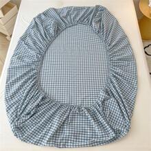 1pc Plaid Pattern Fitted Sheet, Modern Fabric Fitted Bottom Sheet For Bedroom
