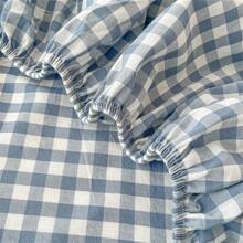 1pc Plaid Pattern Fitted Sheet, Modern Fabric Fitted Bottom Sheet For Bedroom