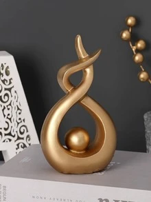 1pc Ball Design Decoration Craft, Modern Polyresin Decoration Object For Home - Camel - View 5
