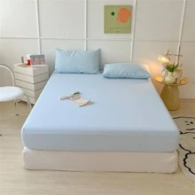 1 Màu Trơn Trang Bị Tấm Vải Hiện Đại Trang Bị Tấm Đáy Cho Phòng Ngủ - Màu xanh lam - Xem 2