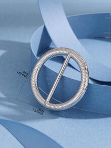 水钻装饰圆形设计围巾扣优雅时尚女士男孩女孩礼物配饰女士 - 銀色 - 查看 2