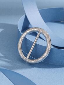 水钻装饰圆形设计围巾扣优雅时尚女士男孩女孩礼物配饰女士 - 銀色 - 查看 4