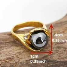 人造珍珠裝飾戒指 - 金色 - 查看 3