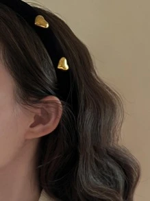 可愛造型心形裝飾頭箍 - 黑色 - 查看 2