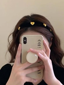 可愛造型心形裝飾頭箍 - 黑色 - 查看 1