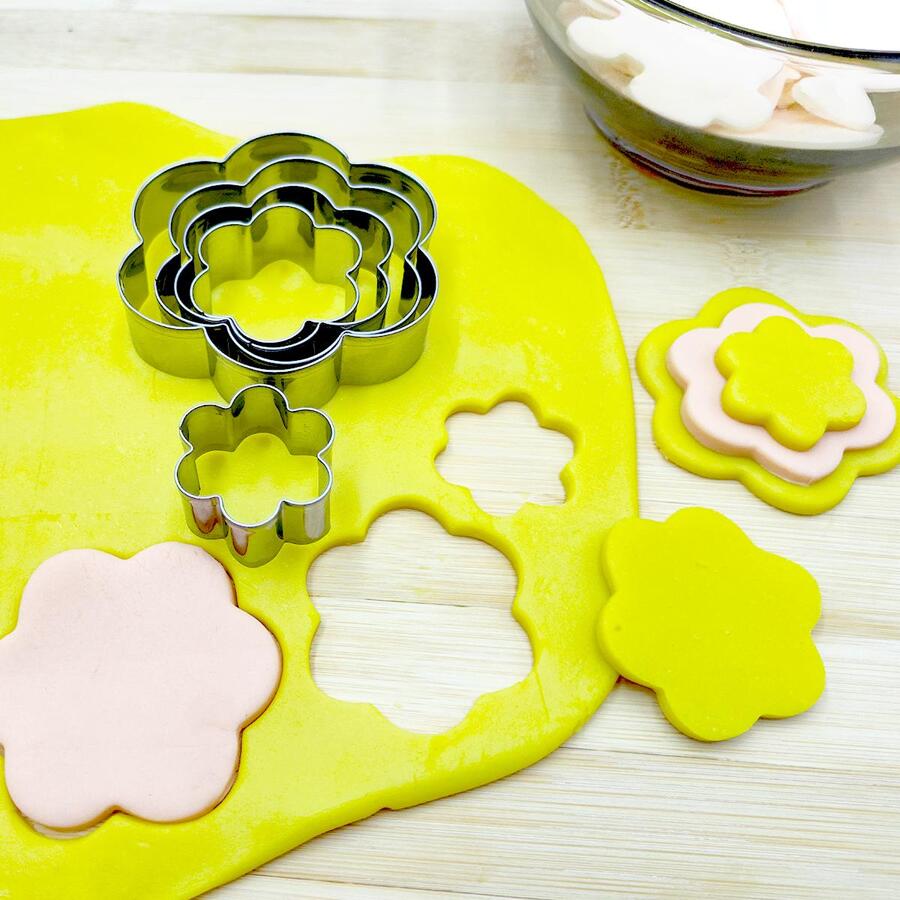 5入組不銹鋼花朵形狀餅乾模具