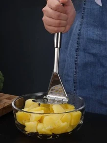 1pc Stainless Steel Potato Masher - Silver - View 3