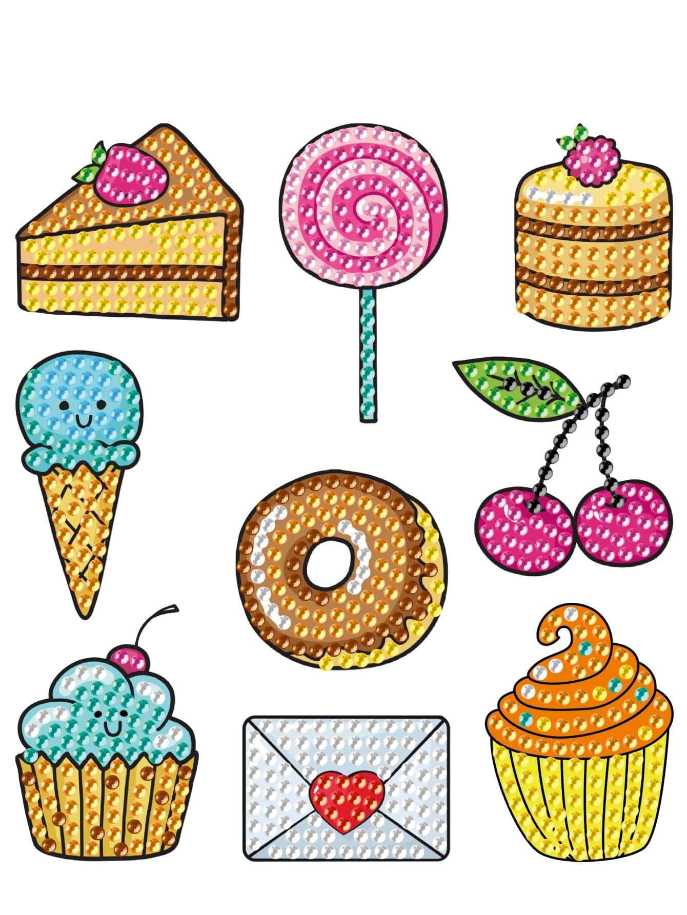 1套蛋糕圖案DIY水鑽貼紙 - 彩色 - 查看 1