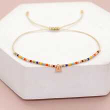 1pc Boho Letter & Bead Decor String Bracelet For Women For Daily Decoration