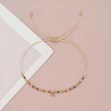 1pc Boho Letter & Bead Decor String Bracelet For Women For Daily Decoration