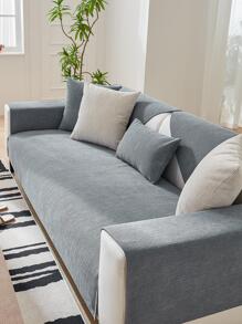 1pc Solid Color Sofa Towel, Modern Polyester Sofa Cover Blanket For Home - Light Grey - View 4