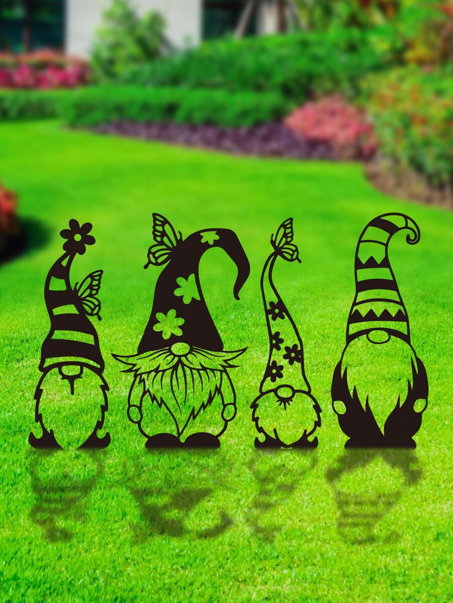 1入組鐵質裝飾花園樁，現代侏儒設計花園裝飾樁