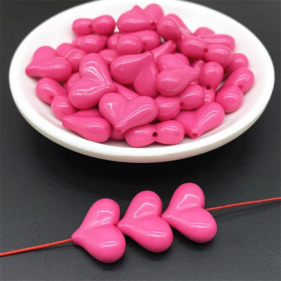 10入組/套隨機創意愛心設計DIY珠子適合女士DIY首飾製作 - 玫紅色 - 查看 1