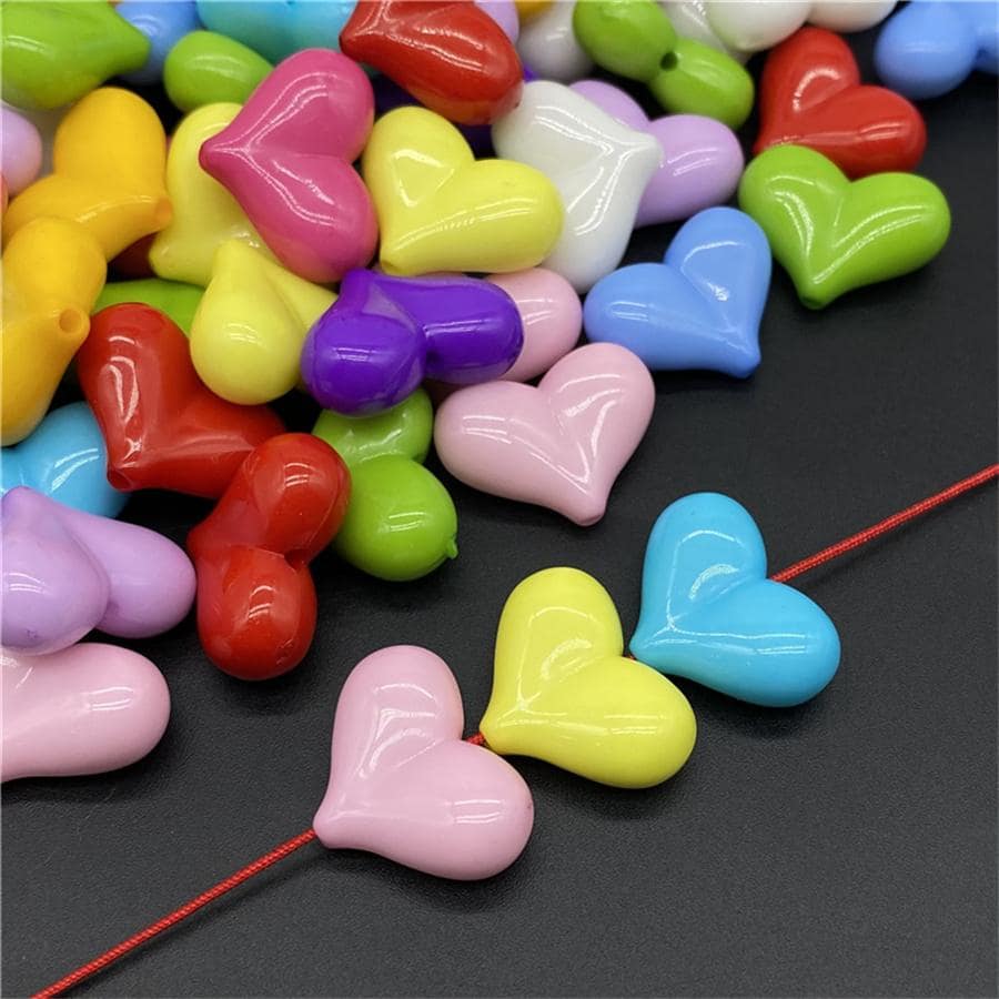 10pcs/Set Random Color Fashionable Heart Design DIY Bead For Women For DIY Jewelry Making Valentines - Multicolor - View 1