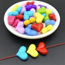 10pcs/Set Random Color Fashionable Heart Design DIY Bead For Women For DIY Jewelry Making Valentines - Multicolor - View 2