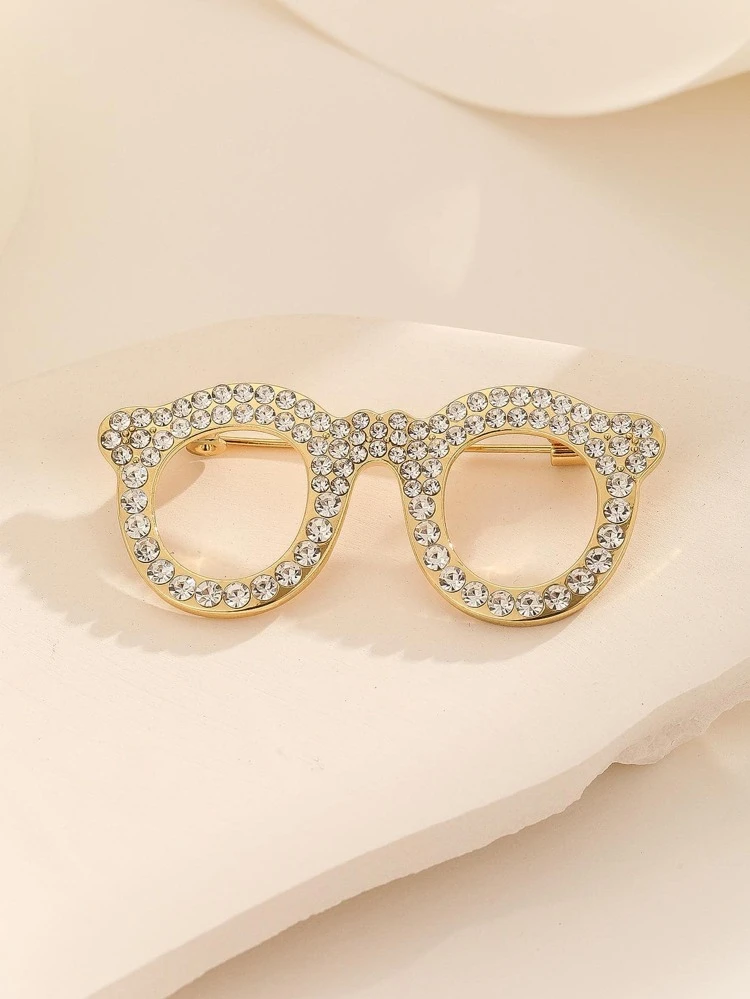 Rhinestone Glasses Design Brooch