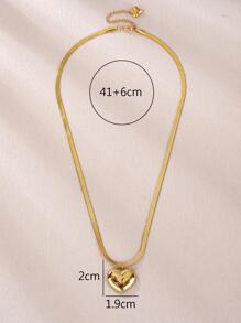 1入組時尚不銹鋼愛心掛飾項鍊適合女士日常裝飾