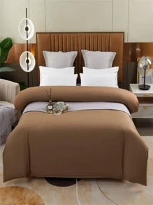 3入組/套素色被套套裝極簡織物床上用品 - 咖啡棕 - 查看 2