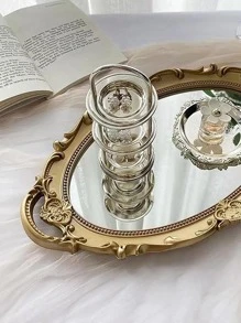 1pc Plastic Tray, Vintage Design Snack Tray For Home - Gold - View 3