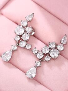 方晶鋯石裝飾耳墜