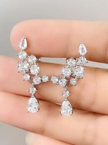 方晶鋯石裝飾耳墜