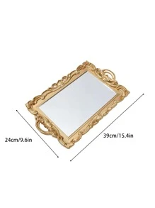 1入組塑料托盤，復古設計家用零食托盤 - 金色 - 查看 4