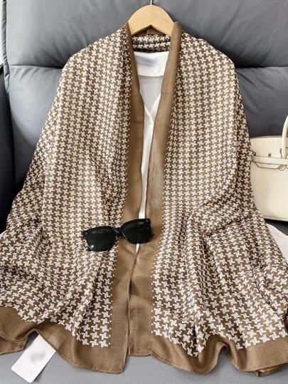 1pc Women Geo Print Casual Scarf, For Daily