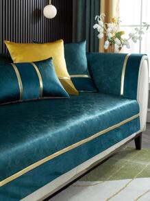 1入組提花細節沙發巾，現代滌綸沙發套毛毯，適合家用 - 墨綠色 - 查看 1