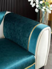 1入組提花細節沙發巾，現代滌綸沙發套毛毯，適合家用 - 墨綠色 - 查看 6