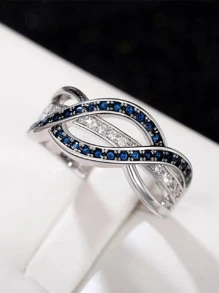 Nhẫn Trang Trí Đá Cubic Zirconia - Bạc - Xem 1