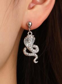 Bông tai thả rắn rhinestone - Bạc - Xem 3