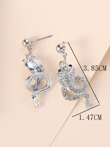 Bông tai thả rắn rhinestone - Bạc - Xem 6