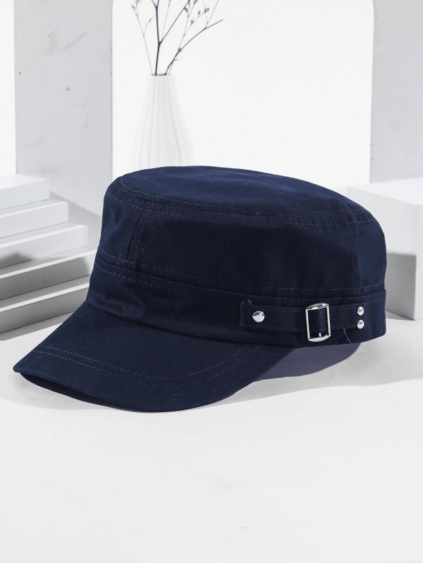 1pc Men Buckle Decor Casual Baker Boy Cap, For Outdoor Street