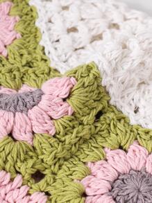 1 chiếc mũ móc thời trang họa tiết hoa cho cả nam và nữ, cho cuộc sống hàng ngày - trắng - Xem 4