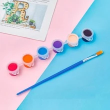 6 Sơn Acrylic Màu Ngẫu Nhiên Có Cọ, Sơn Chống Thấm Cơ Bản Đơn Giản Để Sáng Tạo Nghệ Thuật, Vẽ - Nhiều màu - Xem 3