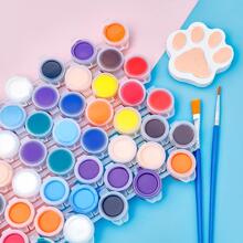 6 Sơn Acrylic Màu Ngẫu Nhiên Có Cọ, Sơn Chống Thấm Cơ Bản Đơn Giản Để Sáng Tạo Nghệ Thuật, Vẽ - Nhiều màu - Xem 2