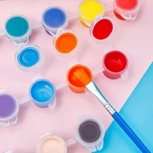 6 Sơn Acrylic Màu Ngẫu Nhiên Có Cọ, Sơn Chống Thấm Cơ Bản Đơn Giản Để Sáng Tạo Nghệ Thuật, Vẽ - Nhiều màu - Xem 5