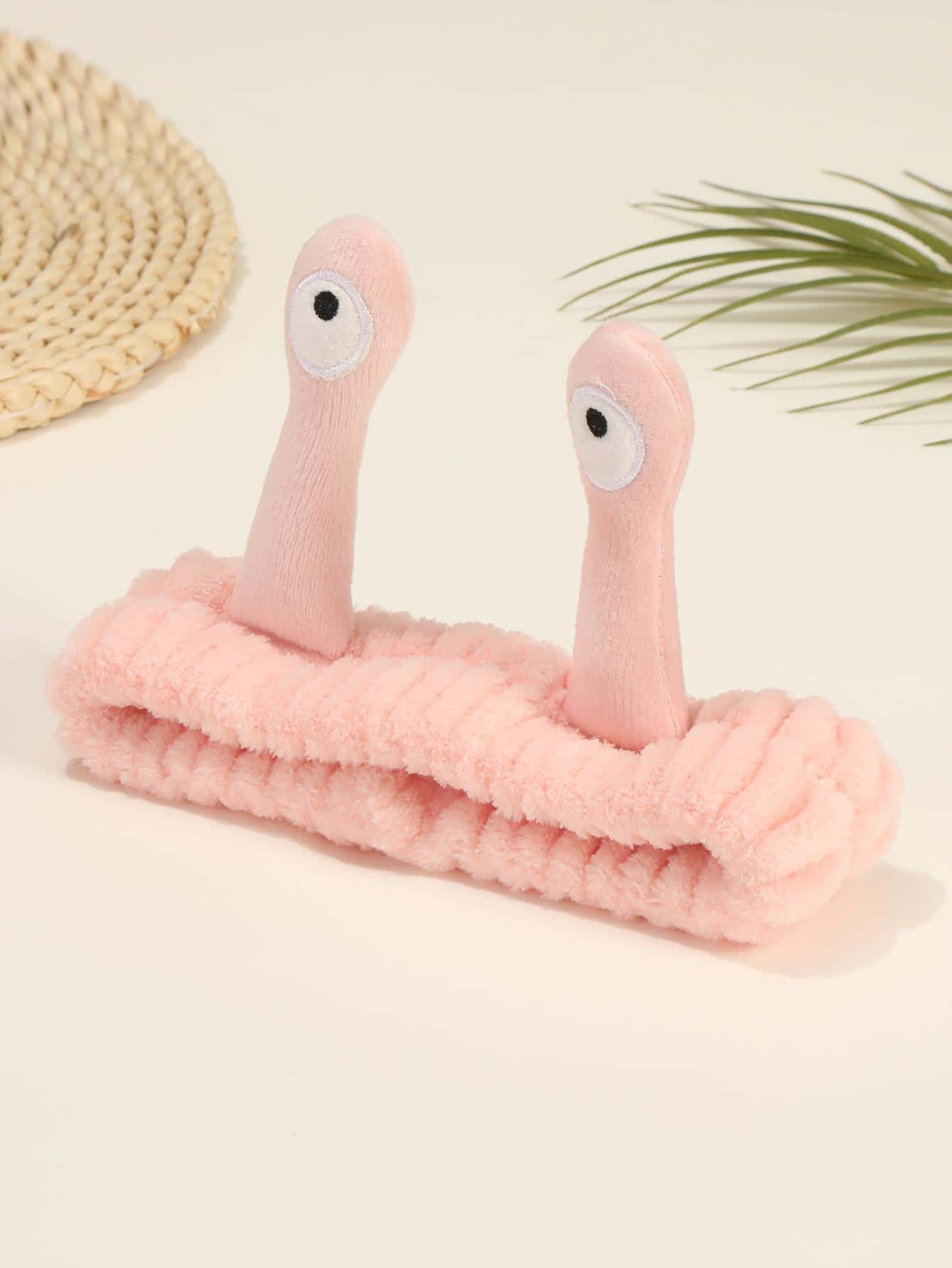 1pc Cartoon Eye Decor Bath Headband, Cute Polyester Facial Makeup Headband For Bathroom - Pink - View 1