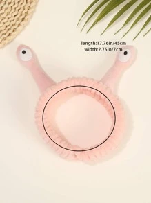1pc Cartoon Eye Decor Bath Headband, Cute Polyester Facial Makeup Headband For Bathroom - Pink - View 2