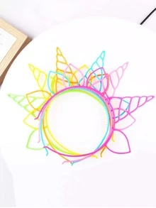 5入組/10入組/20入組獨角獸造型裝飾性髮箍，隨機顏色塑料頭帶，適用於生日派對 - 彩色 - 查看 3